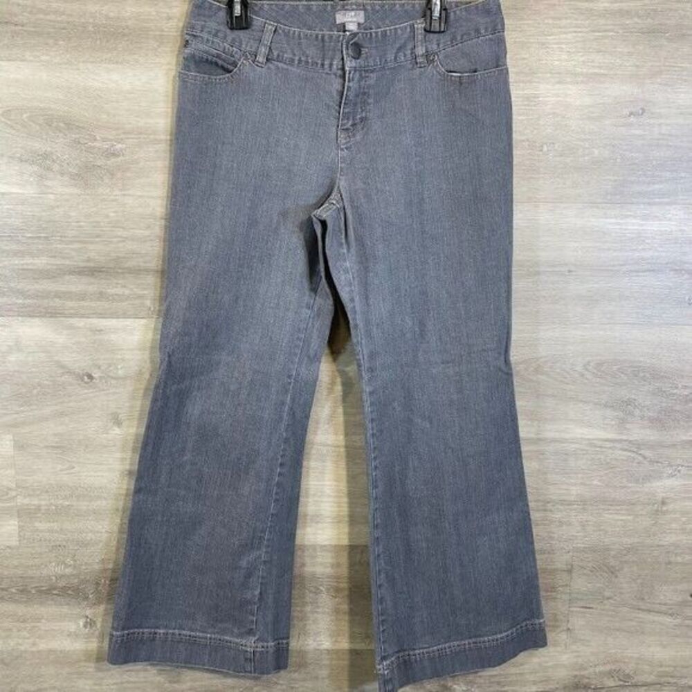 J.Jill‎ Womens Flare Leg Jeans Gray Size 12 Petite Mid-Rise Nostalgiacore Casual